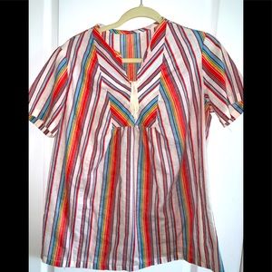 Women’s Cotton Boho Rainbow Striped Top